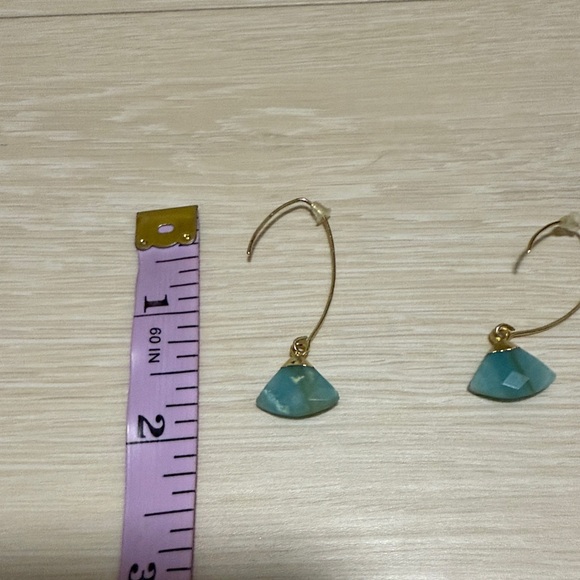 3/$10 Boho Turquoise Stone Gold Dangle Earrings - Picture 4 of 5